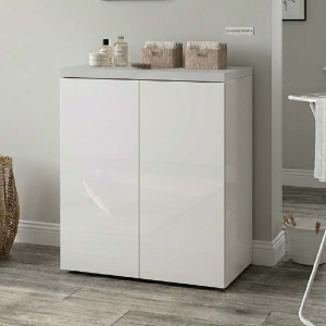 2-Door Multi-Purpose Wooden Laundry Cabinet 71x91h cm – Gray/White
