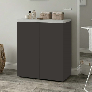2-Door Multi-Purpose Wooden Laundry Cabinet 71x91h cm – Graphite/Gray