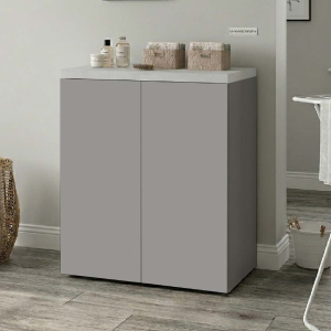 2-Door Multi-Purpose Wooden Laundry Cabinet 71x91h cm – Gray/Gray