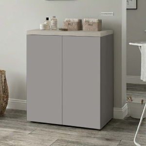 Modern 2-Door Wooden Laundry Cabinet 71x91h cm – Gray/Stone