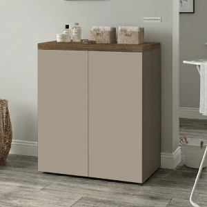2-Door Wooden Laundry Cabinet 71x91h cm – Dove Gray/Walnut