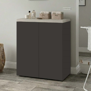 2-Door Multi-Purpose Wooden Laundry Cabinet 71x91h cm – Graphite/Stone