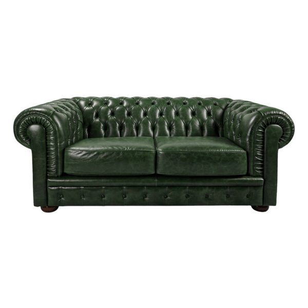 Divano 2 Posti Royal Chesterfield L175 cm in Pelle Vintage - Verde