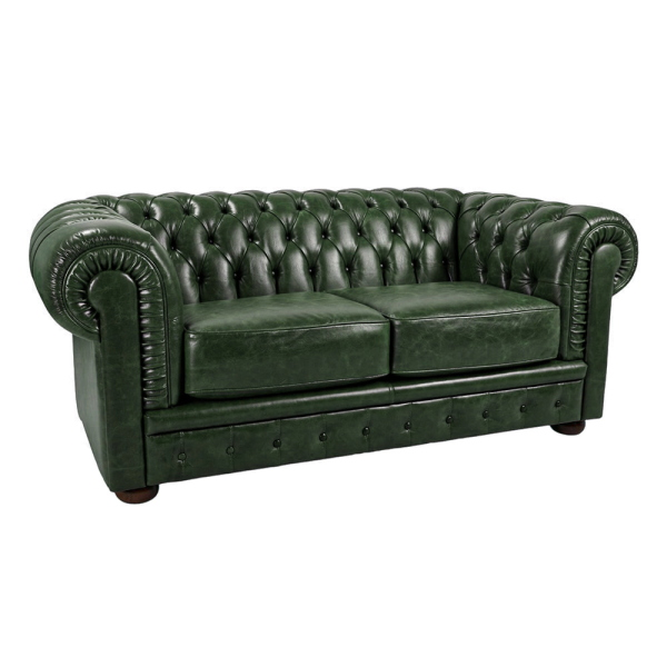 Divano 2 Posti Royal Chesterfield L175 cm in Pelle Vintage - Verde