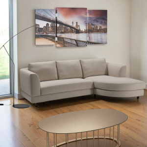 Divano Letto Angolare Linz 271x165 tessuto antimacchia Beige