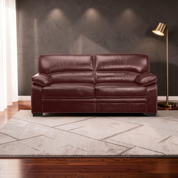 Divano 3 Posti Molde 190 cm Vera Pelle Bordeaux Elegante