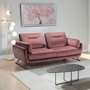 Divano 2 Posti Arans 170 cm in Velluto Antimacchia Moderna Rosa