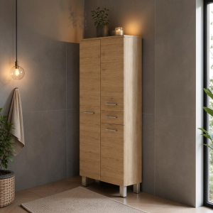 Colonna doppia multiuso GAIA con 3 ante 1 cassetto Rovere Quercia
