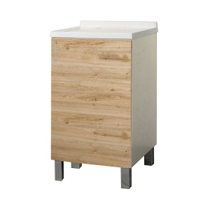 Mobile Lavatoio 50x50 cm in legno Rovere Naturale a 1 anta vasca in metacrilato 