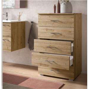 Cassettiera 5 cassetti in legno 61x44 cm QUERCIA