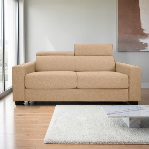 Canapé-lit 3 places ROLEN Beige avec têtières inclinables et déhoussable