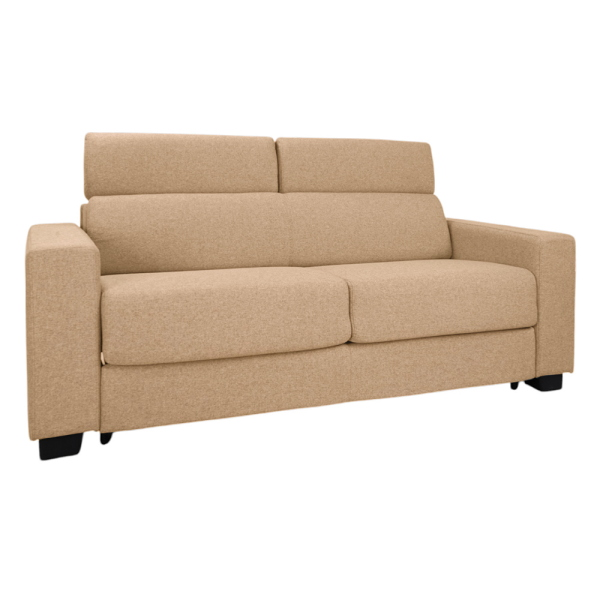 Canapé-lit 3 places ROLEN Beige avec têtières inclinables et déhoussable