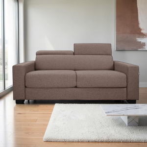 Canapé-lit 3 places ROLEN Taupe avec têtières inclinables et déhoussable