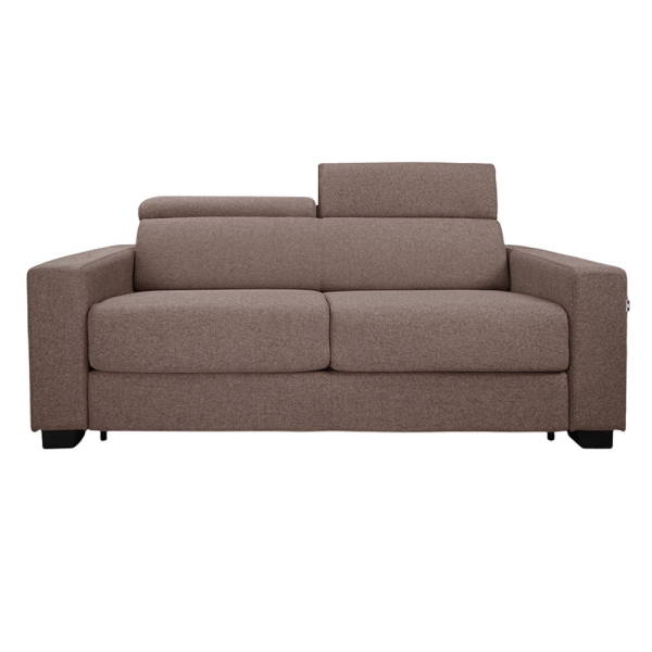 Canapé-lit 3 places ROLEN Taupe avec têtières inclinables et déhoussable