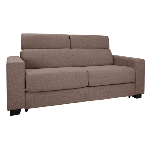 Canapé-lit 3 places ROLEN Taupe avec têtières inclinables et déhoussable