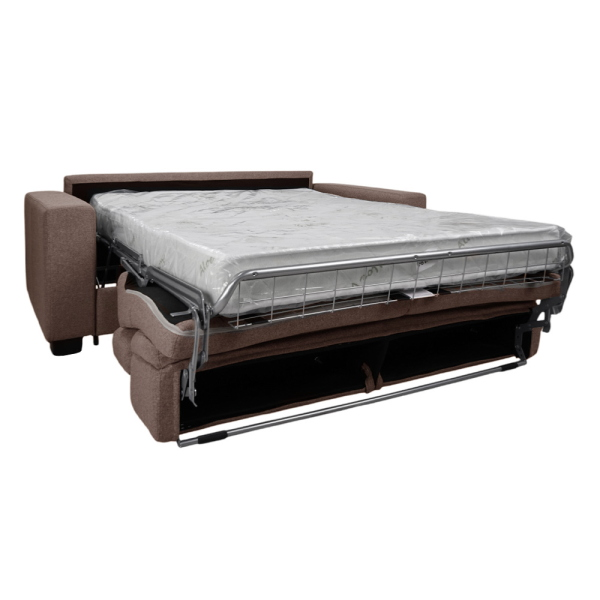 Canapé-lit 3 places ROLEN Taupe avec têtières inclinables et déhoussable