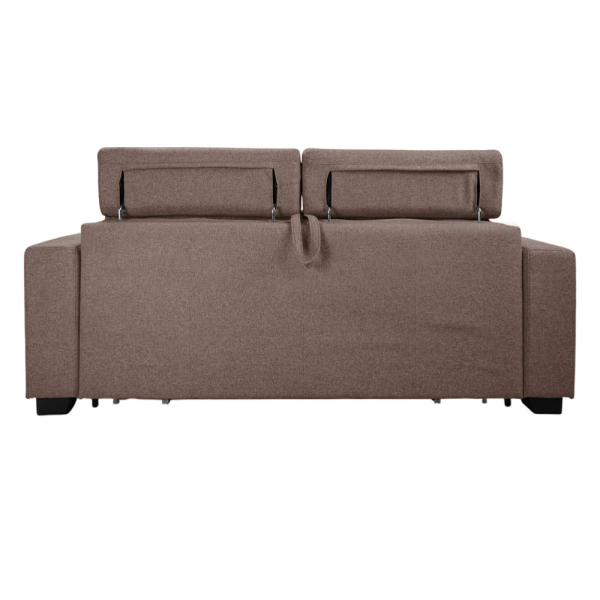 Canapé-lit 3 places ROLEN Taupe avec têtières inclinables et déhoussable