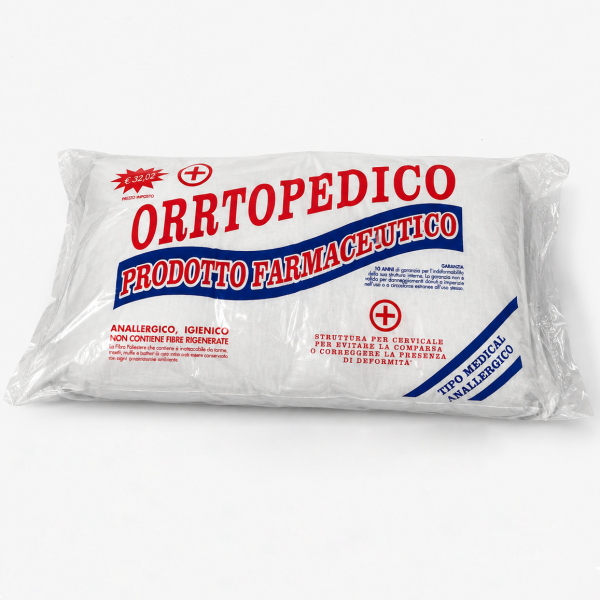 Guanciale Ortopedico Cuscino 75x45 cm Anallergico Traspirante Cotone Bianco