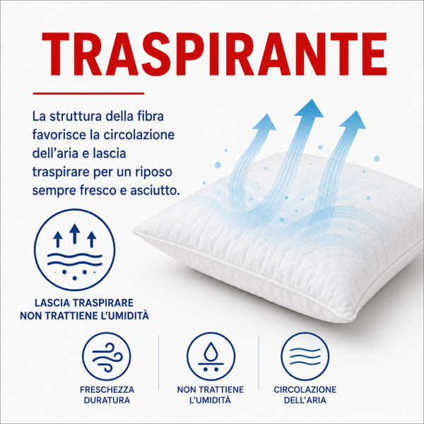 Guanciale Ortopedico Cuscino 75x45 cm Anallergico Traspirante Cotone Bianco