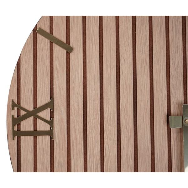 Orologio in legno 60 cm effetto cannettato e marmo bianco 