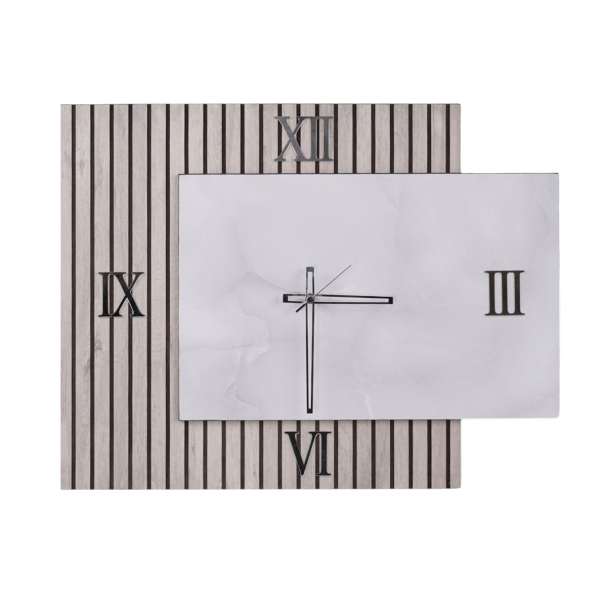 Orologio da Parete 72x58 cm Cannettato Tortora e Marmo