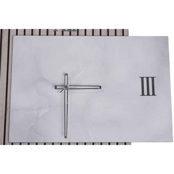 Orologio da Parete 72x58 cm Cannettato Tortora e Marmo