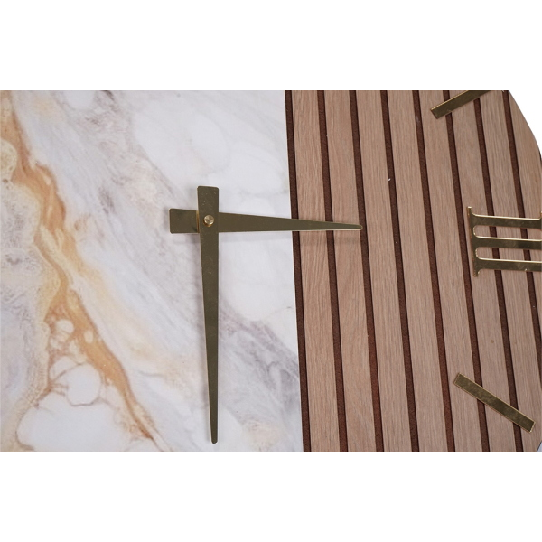 Orologio Tondo 60 cm in Legno Noce cannettato e Marmo  