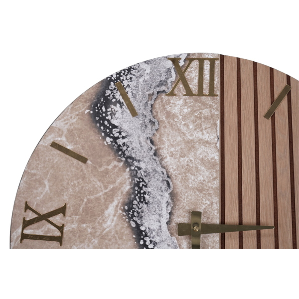 Orologio da Muro 60 cm in Legno cannettato e Marmo design 