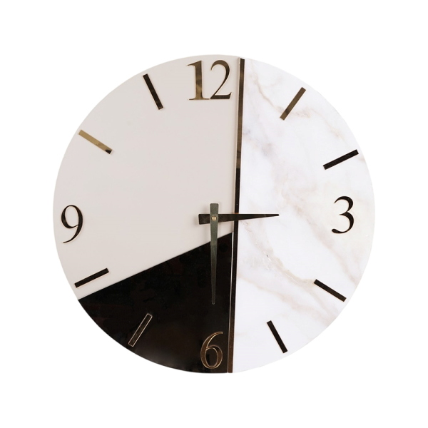 Orologio da Parete Tondo 60 cm Specchio e Marmo