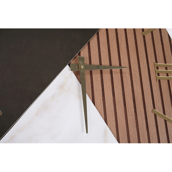 Horloge Murale Ronde 60 cm Noyer Cannelé, Marbre et Miroir