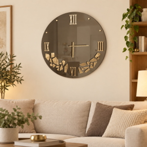 Horloge murale ronde en verre miroir - HILDI