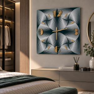 Horloge murale carrée OTTIC 65x65 cm Verre - Noir et blanc