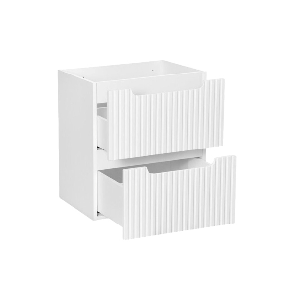 Meuble de Salle de Bain Suspendu Blanc 50 cm 2 Tiroirs avec Lavabo