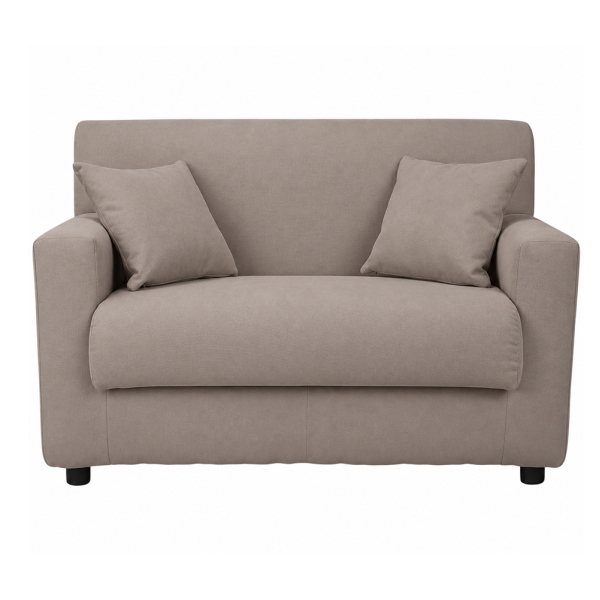 Canapé 2 Places Taupe - Tissu Déhoussable 124 cm BOLOGNA