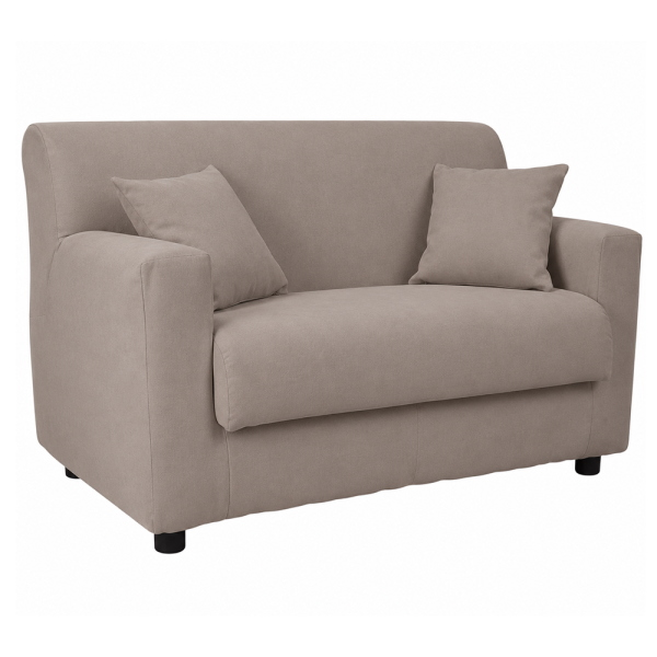 Canapé 2 Places Taupe - Tissu Déhoussable 124 cm BOLOGNA