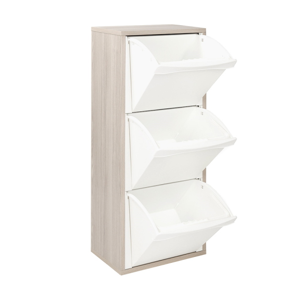 Mobile in legno per raccolta differenziata a 3 vani 40x101h cm Olmo Perla