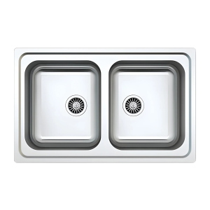Lavello incasso 2 vasche 79x50 cm acciaio inox 