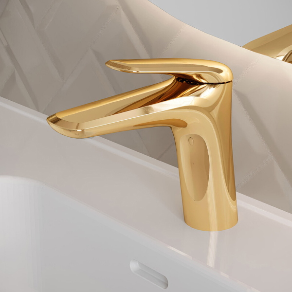 Gold Brass Bathroom Washbasin Mixer Tap