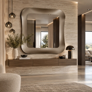 DUNE square mirror 175x175 cm with Bronze glass frame