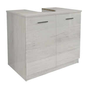 Meuble de recouvrement colonne de salle de bain avec 2 portes en bois de Chêne Blanc