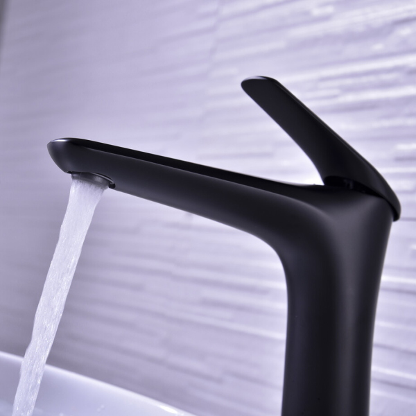 Rubinetto Alto Lavabo Bagno Ottone Nero Opaco