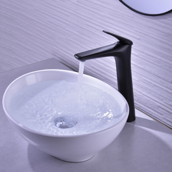 Rubinetto Alto Lavabo Bagno Ottone Nero Opaco