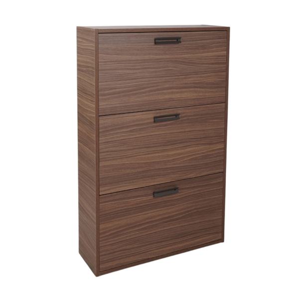 Scarpiera salvaspazio 3 ante a ribalta 77xh124 cm legno Noce