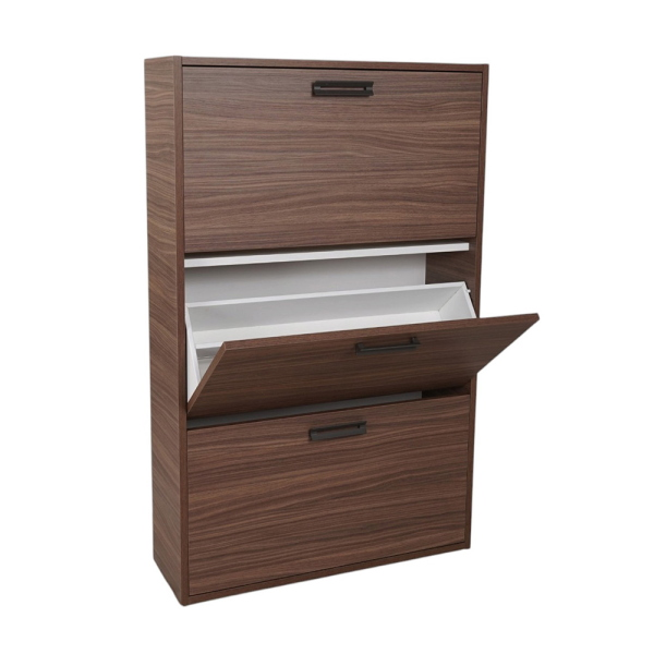 Scarpiera salvaspazio 3 ante a ribalta 77xh124 cm legno Noce