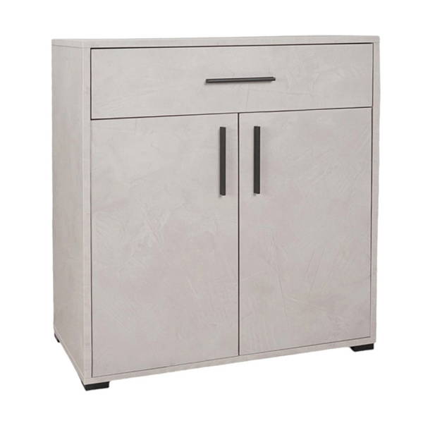 Mobile Contenitore 81x90 cm Cemento Chiaro con Cassetto e 2 ante