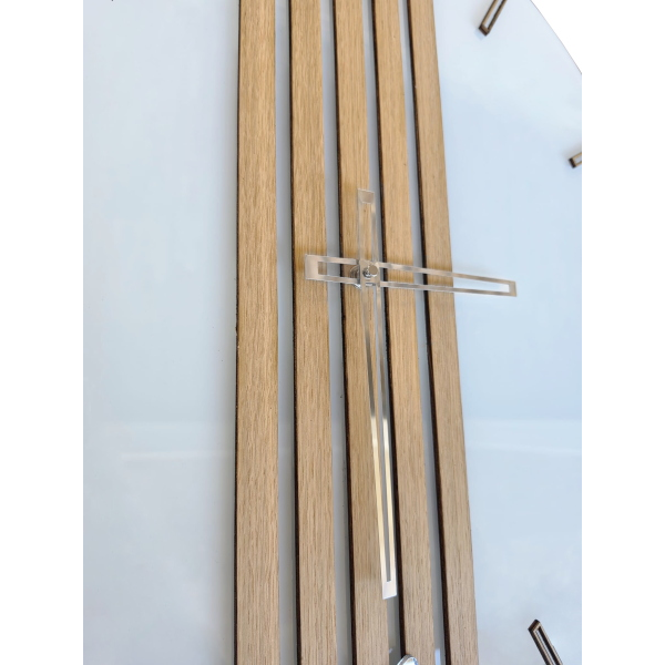Orologio da Parete Moderno 65 cm Vetro Temperato e Legno Cannettato