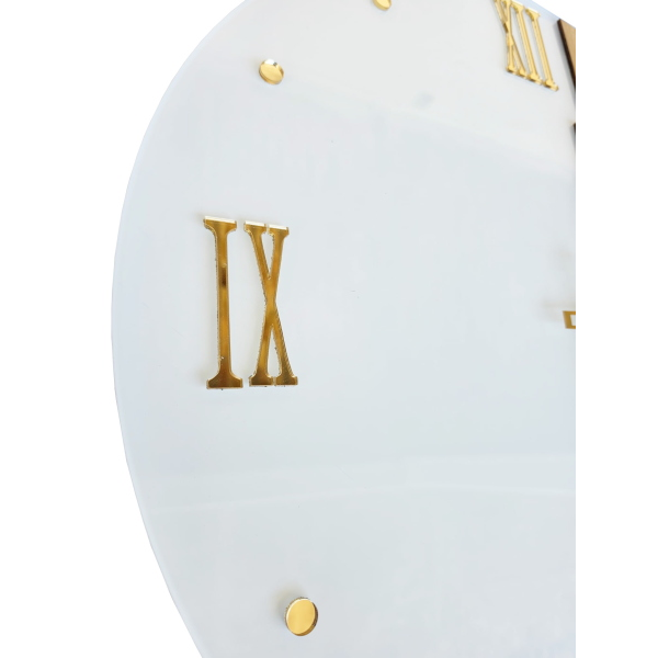 Orologio Parete Design 65 cm Vetro Bianco e Doghe Legno