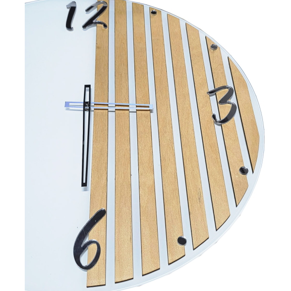 Reloj de Pared Moderno 65 cm Cristal Blanco y Roble
