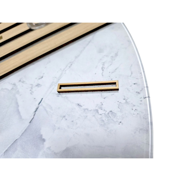 Orologio Parete Tondo 65 cm Vetro Marmo Doghe Rovere
