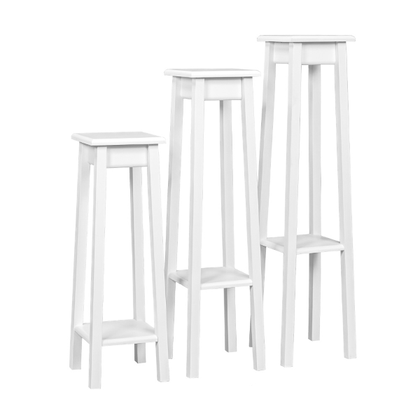 Colonna in legno LACCATA BIANCA porta vaso  TRIS DI COLONNE